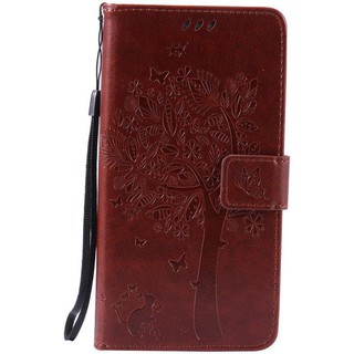 For Samsung Galaxy Note 5 Coffee Cat Tree Leather Flip Wallet Stand Case Cover