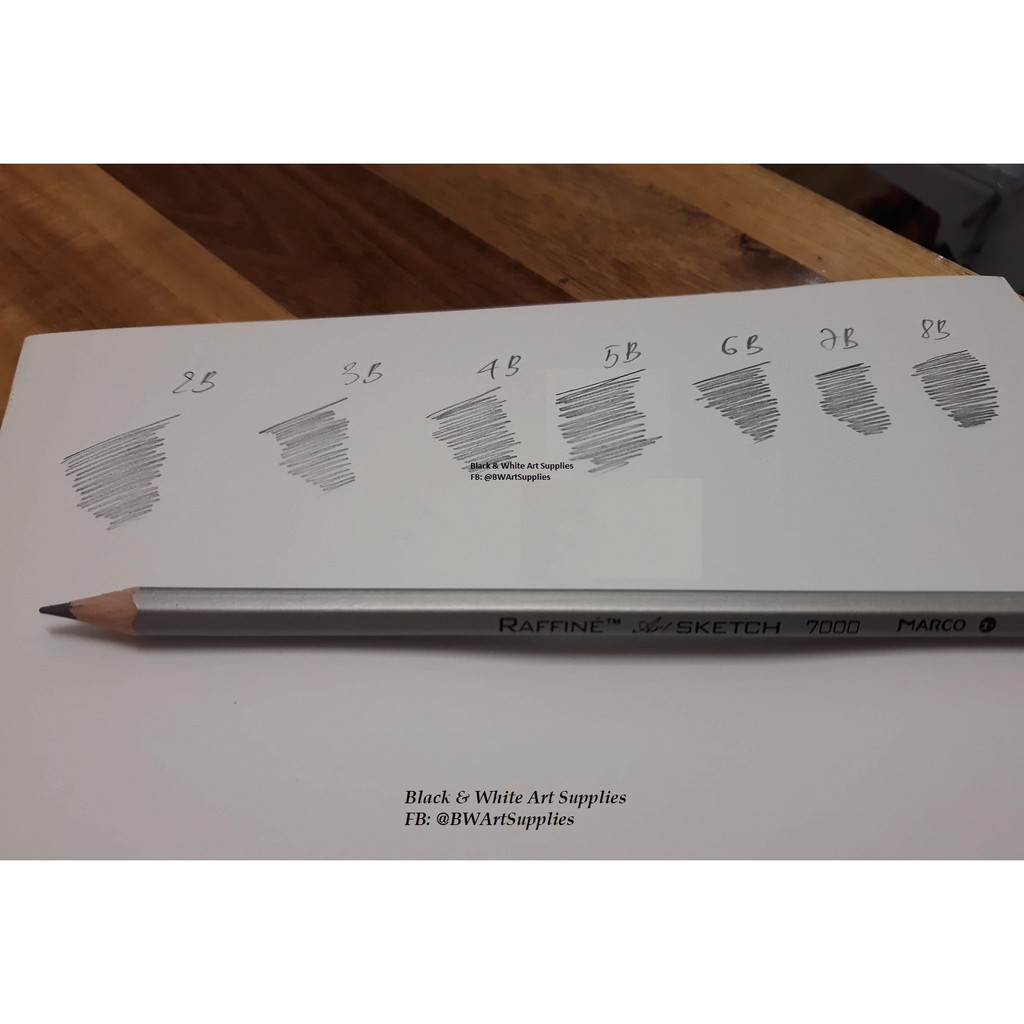 12 cây bút chì đen kỹ thuật Marco Raffine, từ 2B đến 8B
