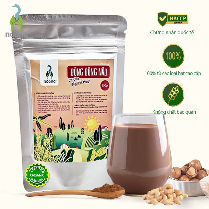 Bột Sữa Hạt Đòng Đòng Nâu 100gr Vị Cacao