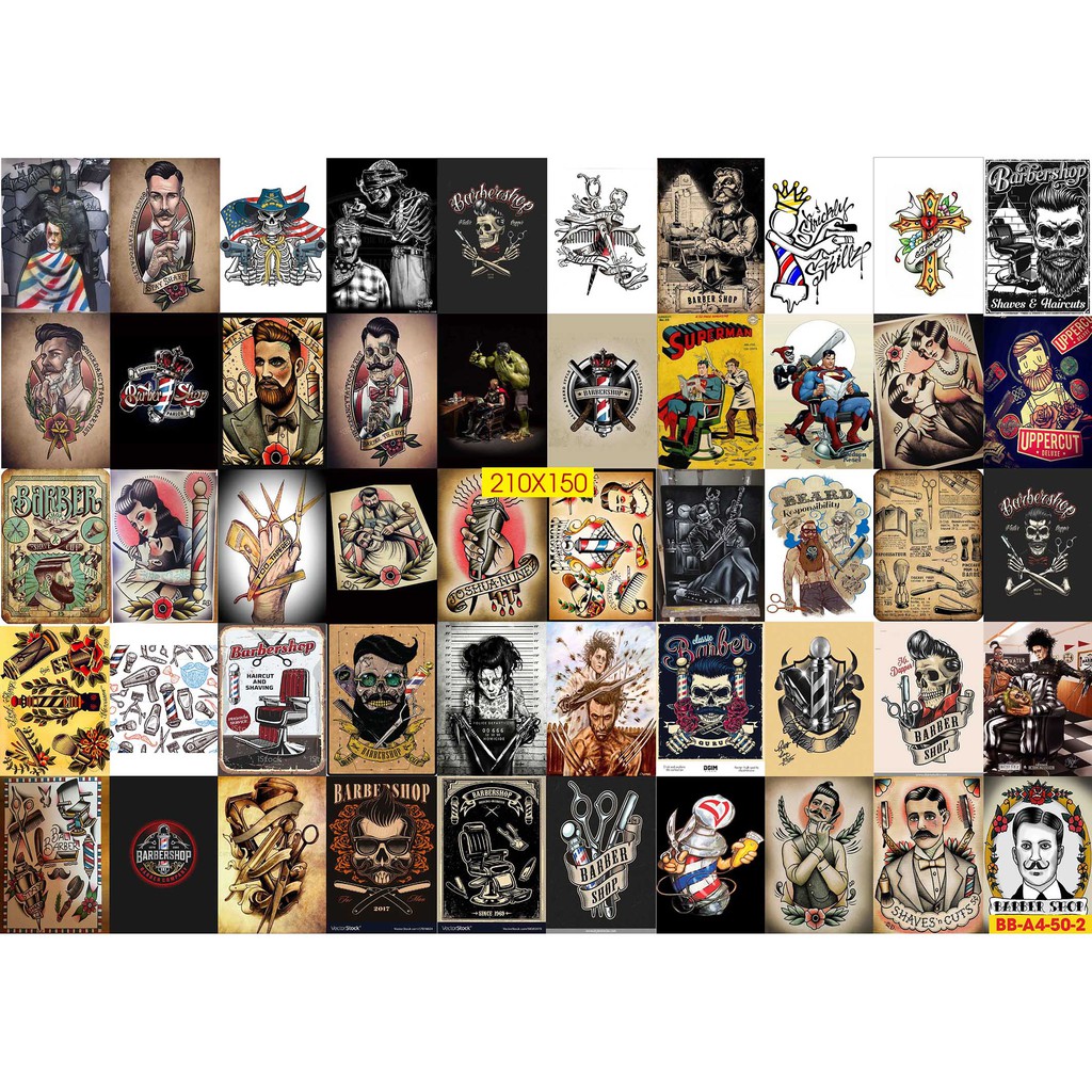 Combo Set 30 tờ Decal trang trí SALON TÓC