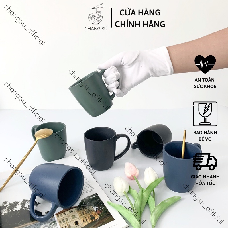 Cốc sứ uống nước có quai nhiều màu sắc - Cốc uống nước men lì dày dặn - In theo yêu cầu
