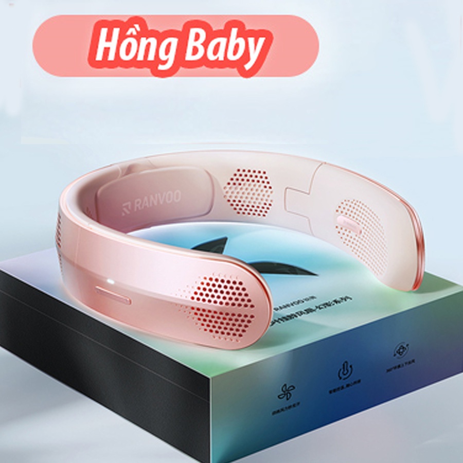 Quạt đeo cổ điều hòa thân nhiệt công nghệ AI sử dụng 18 tiếng làm mát cực sâu 8 lỗ thông gió thổi 4 chiều
