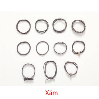 Sét 12 dây buộc tóc chun Hàn Quốc (không hộp)