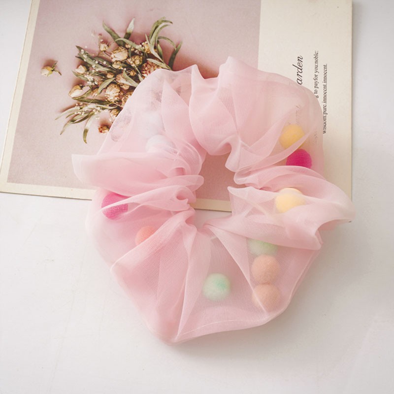 Dây Buộc Tóc Co Giãn Đính Bóng Lông Dễ Thương Cho Nữ