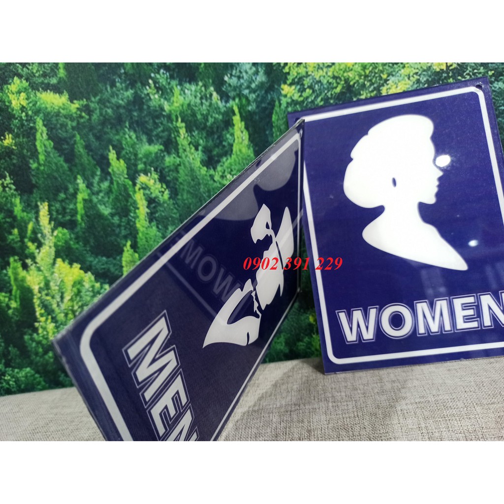 Biển báo mica WC, nhà vệ sinh nam nữ kích thước 15 x 20cm