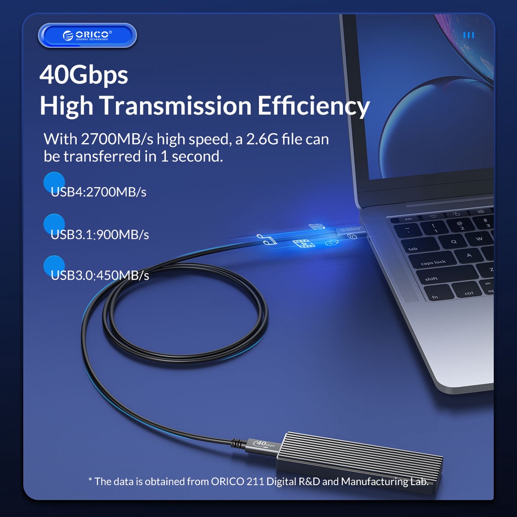 ORICO USB 4 Cáp HD 8K @ 60Hz PD100W Sạc nhanh 40Gbps Truyền dữ liệu Cáp USB C được chứng nhận USB-IF cho Thunderbolt 3 Macbook iPhone 15