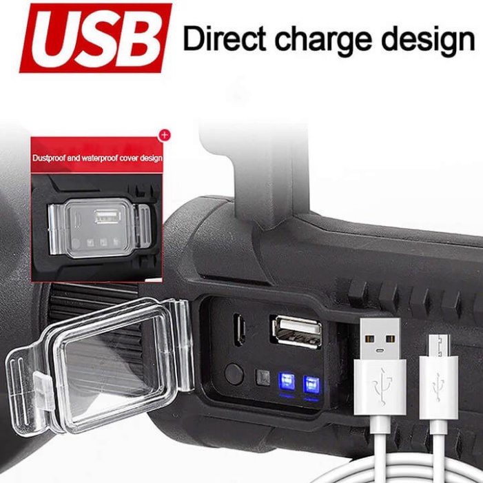 Đèn pin cầm tay siêu sáng chiếu xa 1000m chống thấm nước có chân đế W590 và W591 đèn pin