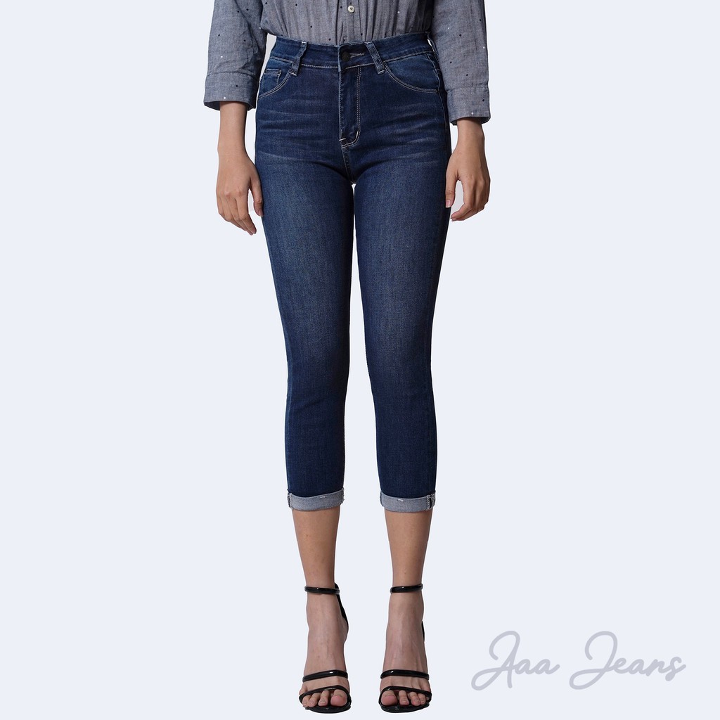 Quần Jean Nữ Lửng Aaa Jeans Skinny Lưng Cao Nhiều Màu