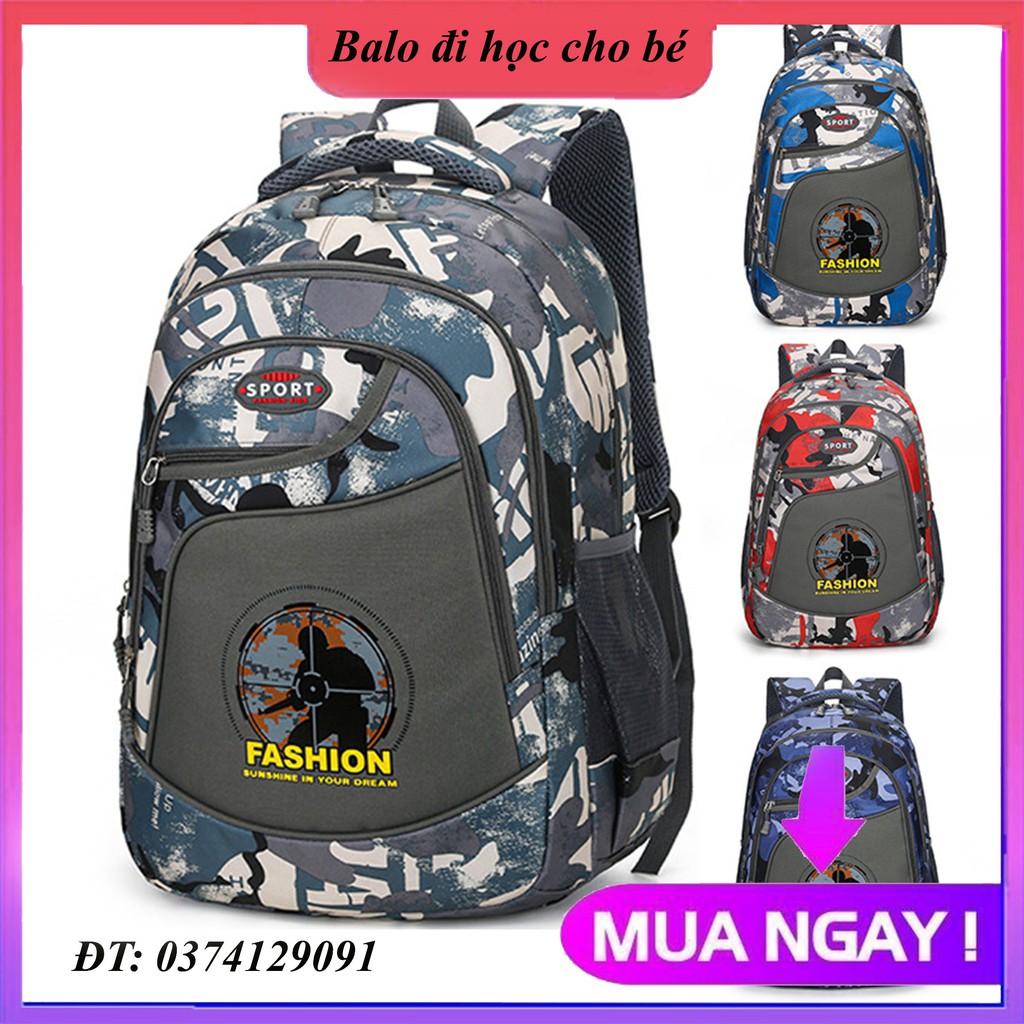 Balo học sinh cho bé trai trung học đi học siêu đẹp hình Fashion Pugb, cặp sách cho bé chống thấm