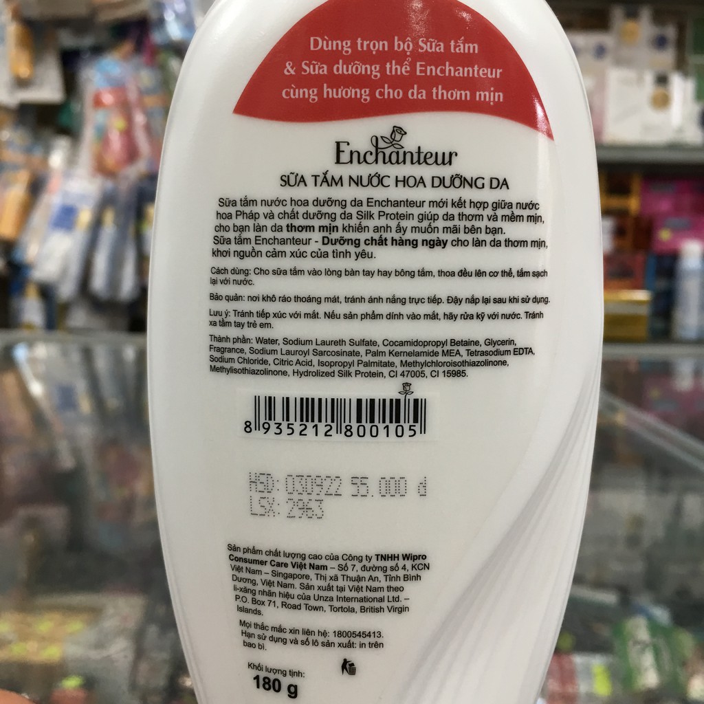 Sữa tắm nước hoa dưỡng da Enchanteur Charming 180g (đủ loại)