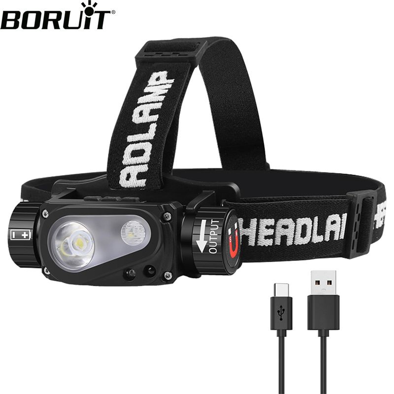 Đèn LED Đội Đầu Boruto XHP50 LED 18650 600LM Cảm Biến Sạc USB Type C Chất Lượng Cao