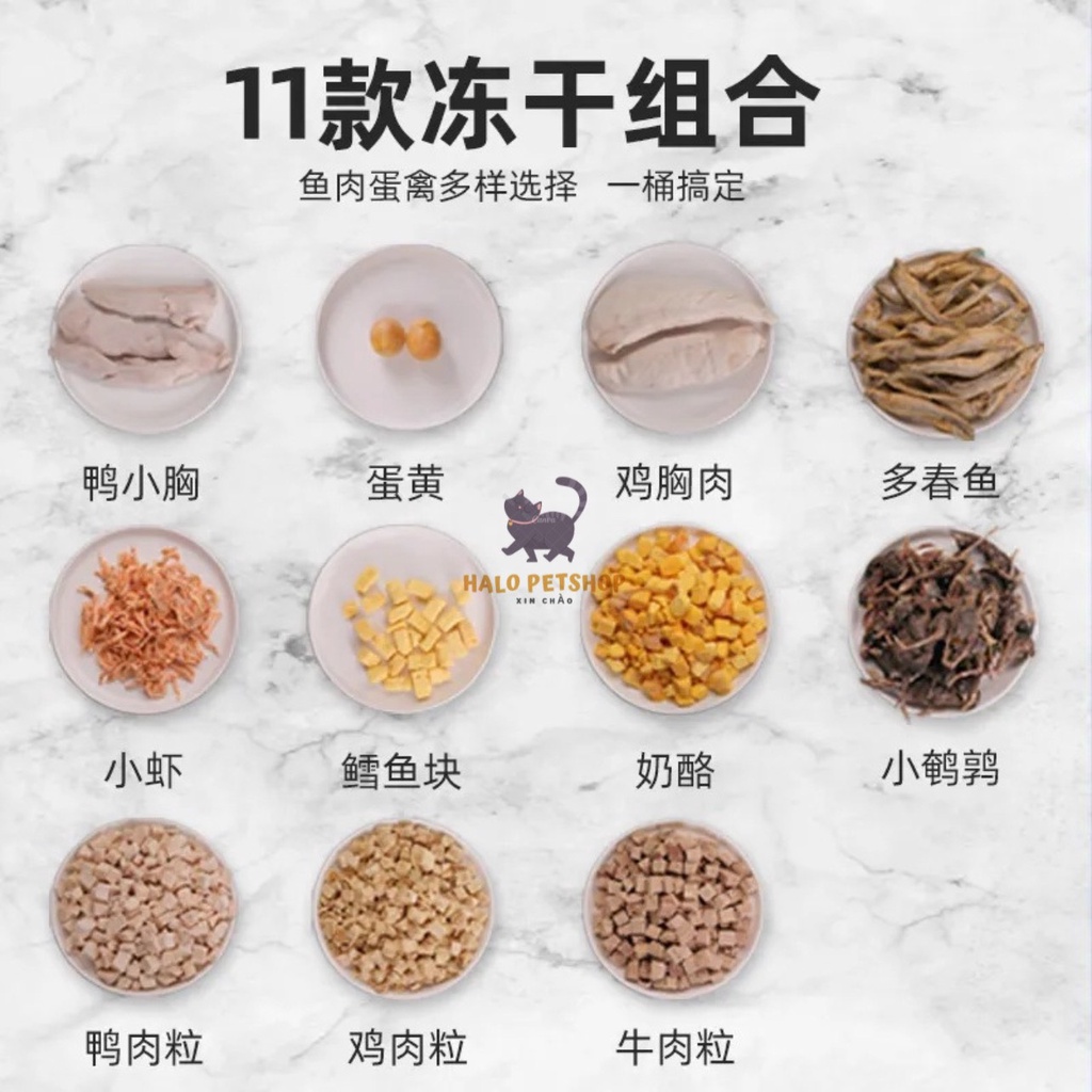 Đồ ăn sấy khô cho chó mèo nội địa Trung dạng túi chiết - Halopetshop