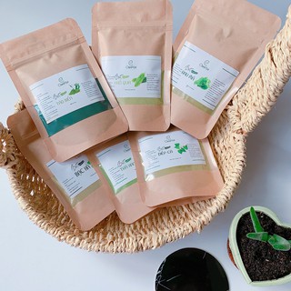 Combo 6 loại bột đắp mặt (trà xanh, diếp cá, khổ qua, tảo, rau má, bạc hà) - handmade