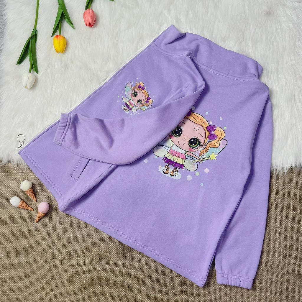 Áo khoác dây kéo bé gái mùa hè Con Xinh hình in Công Chúa Phép Thuật, thời trang cho bé từ 13 đến 50kg