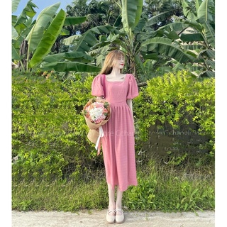 Váy midi 2 lớp tay bồng