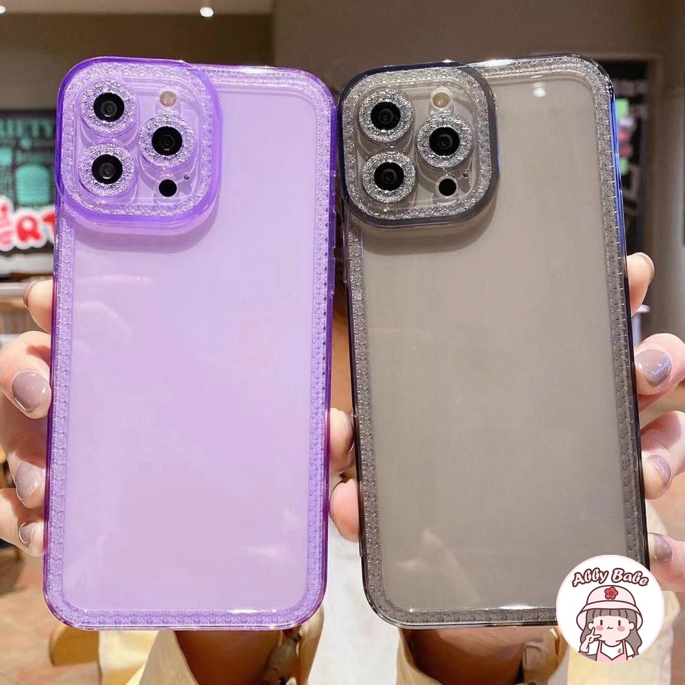 Ốp Điện Thoại TPU Mềm Trong Suốt Chống Sốc Đính Đá Sang Trọng Bảo Vệ Lens Cho IP 13 12 11 Pro Max XR 8 7 Plus