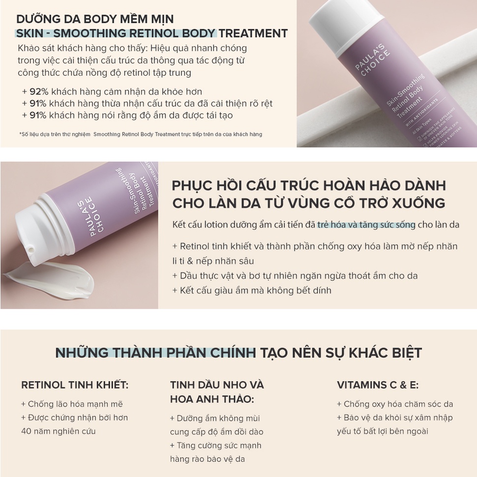 [118ml] Dưỡng thể Retinol trẻ hóa da, làm sáng, dưỡng mịn Paula's Choice Retinol Body Treatment