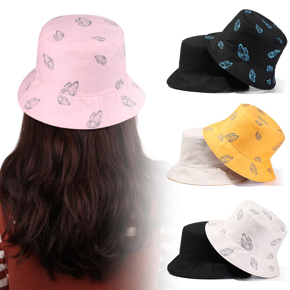 Nón Tai Bèo Vải Cotton Hai Mặt Họa Tiết Bướm Thời Trang