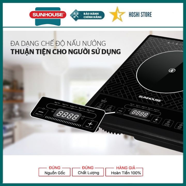 Bếp hồng ngoại cơ SUNHOUSE SHD6011, mặt bếp cường lực siêu bền chịu nhiệt, dùng được tất cả các loại nồi