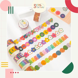 Sticker xinh xắn Masking tape nhiều hình dáng 100 Cái/Cuộn