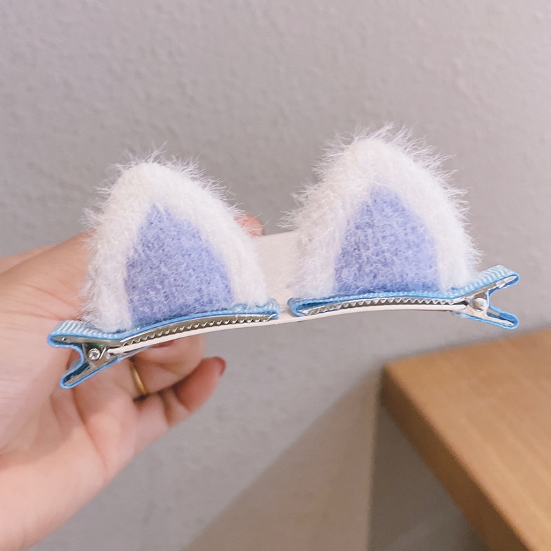 Kẹp tóc vải lông hình tai mèo xinh xắn dễ thương thời trang thu đông cho bé gái