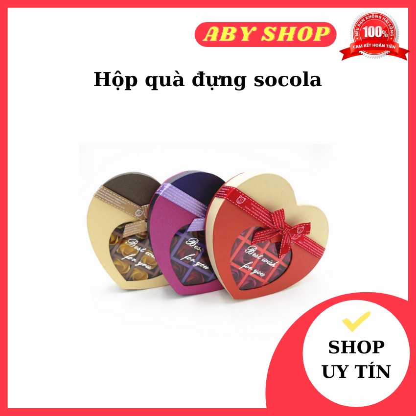 Hộp quà đựng socola ⚡ CAO CẤP ⚡ hộp đừng quà tim kính trong 14 viên