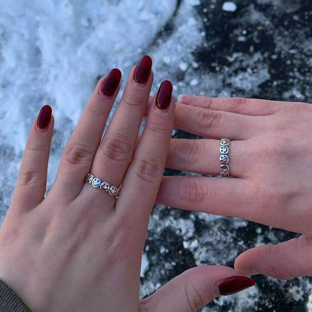 Nhẫn Hở VANES1 Hình Mặt Cười Cho Cặp Đôi|Phụ Kiện Thời Trang Cổ Điển Có Thể Điều Chỉnh Màu Sắc