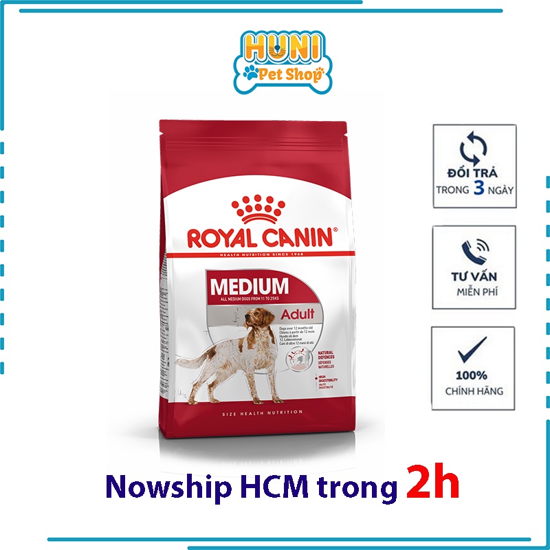 Hạt Royal Canin Medium Adult thức ăn cho chó trưởng thành - túi 1kg Huni Petshop