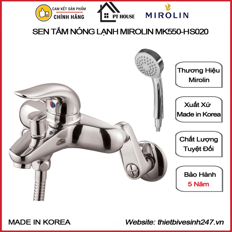 Sen tắm nóng lạnh MIROLIN MK550-HS020 nhập khẩu từ HÀN QUỐC (Vòi hoa sen, sen vòi tắm nóng lạnh hàn quốc)