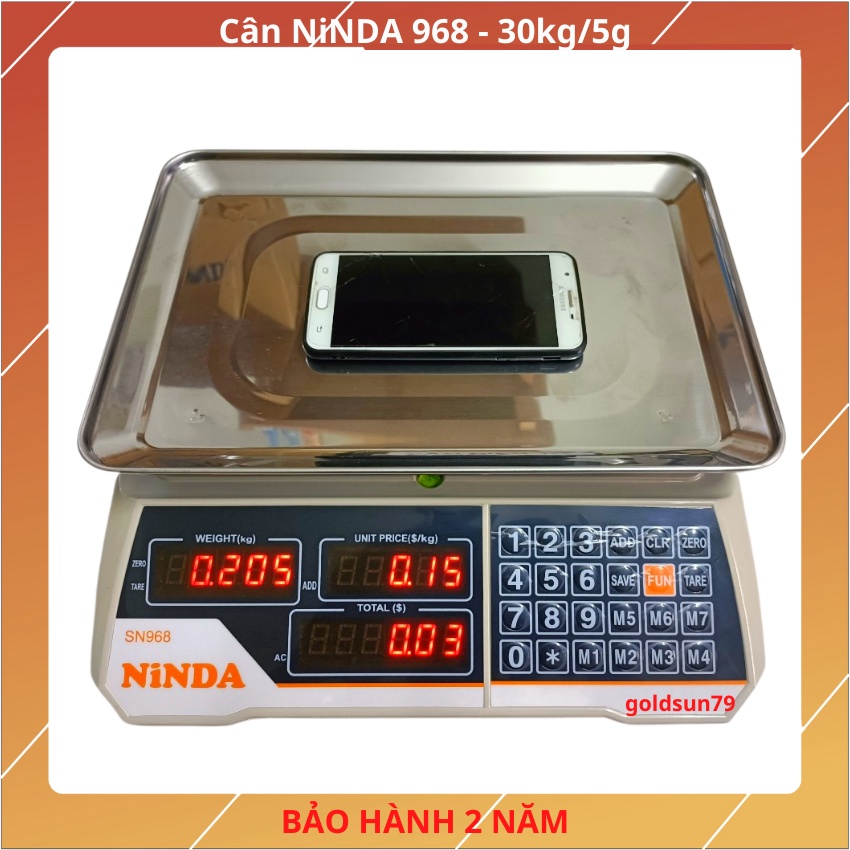 [ SN968 ] cân điện tử tính tiền bán hàng siêu thị, tạp hóa,hoa quả NINDA-SN968 30Kg/5g màn hình hiển thị 2 mặt trước sau