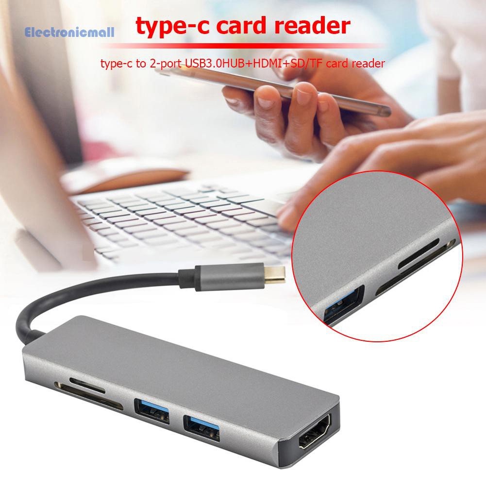 Đầu chia cổng 5 trong 1 USB 3.1 Type C 4K HDMI 2 cổng 2 USB 3.0