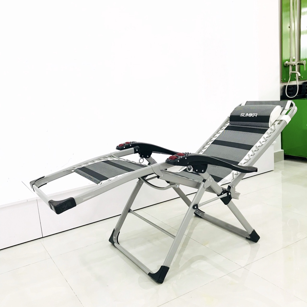 Ghế xếp thư giãn SUMIKA 199 - có lăn tay massage, khung vuông cao cấp, tải trọng 300kg