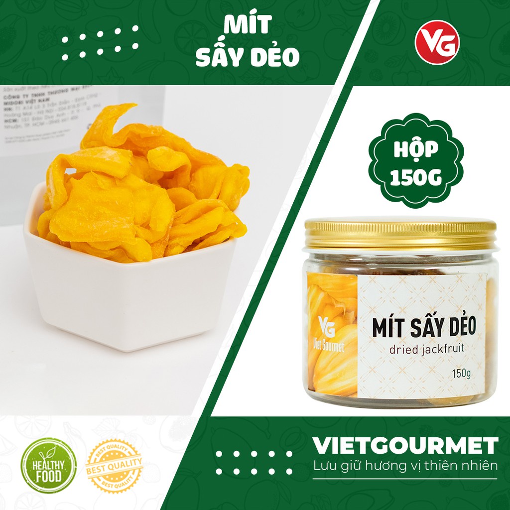 Mít sấy dẻo hàng xuất khẩu, Mít sấy nguyên vị thơm dẻo ngọt, Trái cây sấy dẻo Việt Nam đồ ăn vặt Vietgourmet