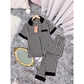 bộ lụa ngắn tay hãng sam choco áo ngắn tay quần dài bộ mặc nhà đẹp bộ pijama cao cấp