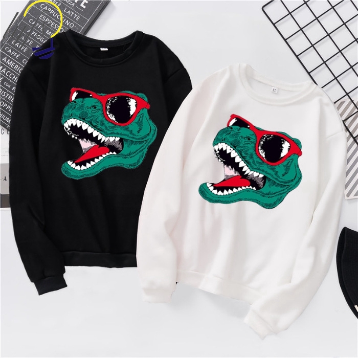 Top / T-Shirt / Women's clothes,Dinosaur,Crew Neck,Long Sleeve,Polyester,White,Gray,Black,Red,Pink,Size S-3XL 【lyfs】