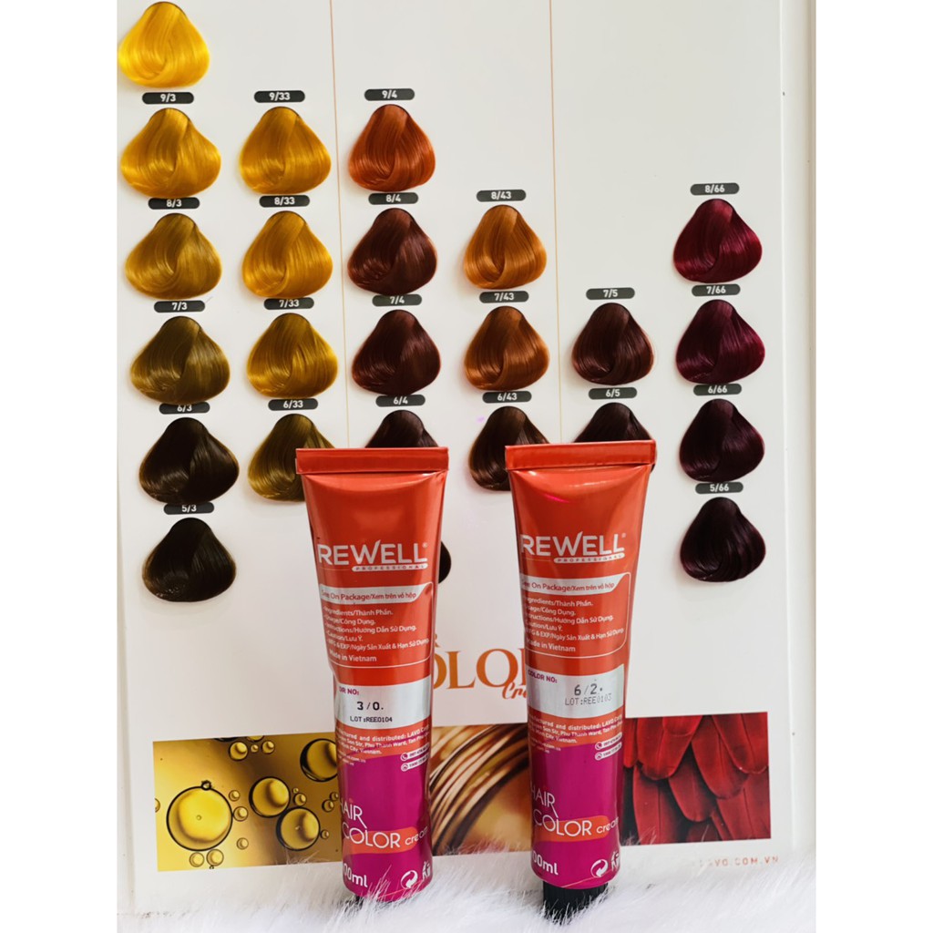 Thuốc nhuộm tóc chuyên nghiệp REWELL+chai OXY Spaline siêu dưỡng