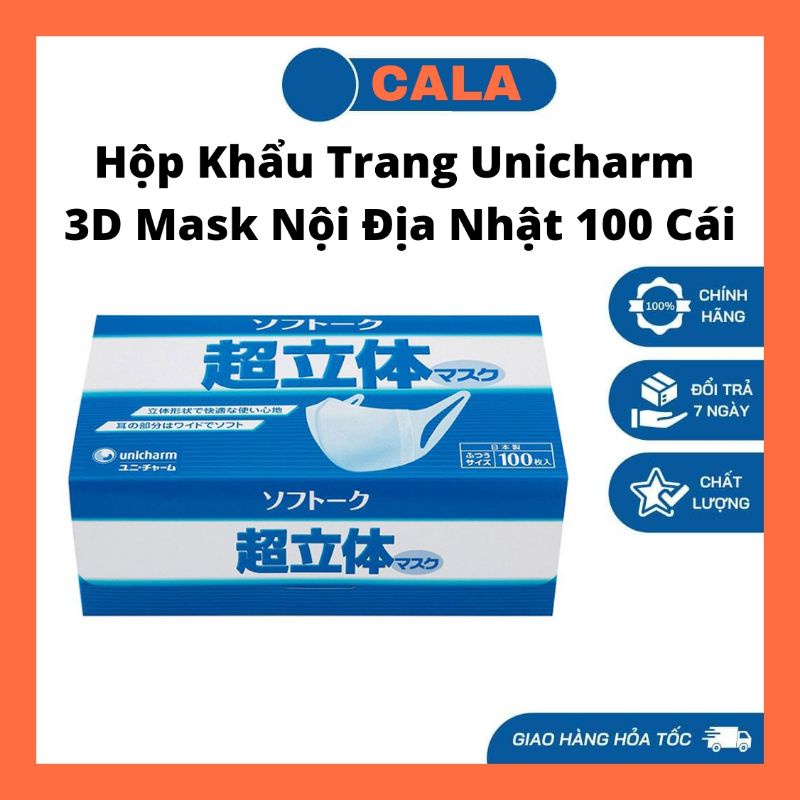 Hộp 100c Khẩu Trang Unicharm 3D Mask Nội Địa Nhật