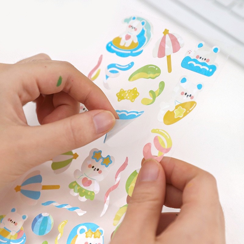 Sticker PVC Laser Dán Trang Trí Nhật Ký DIY Hình Trà Sữa Dễ Thương