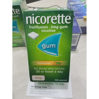 Kẹo cai thuốc lá Nicorette 2mg Vị Trái Cây