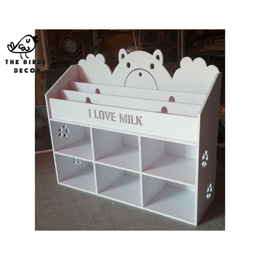 Kệ sách gấu 2 tầng ngăn chứa đồ Ms:051 kích thước 550*650*250 mm dành cho bé giá rẻ | BigBuy360 - bigbuy360.vn