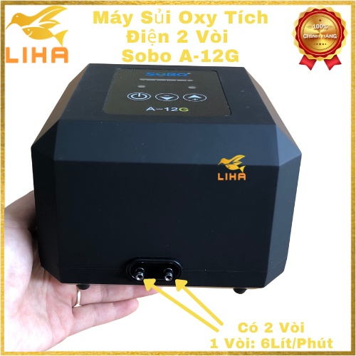 Máy Sủi Oxy Tích Điện 2 Vòi Sobo A-12G  - Máy Sủi Oxy Siêu Êm Tích Điện Cho Bể Cá