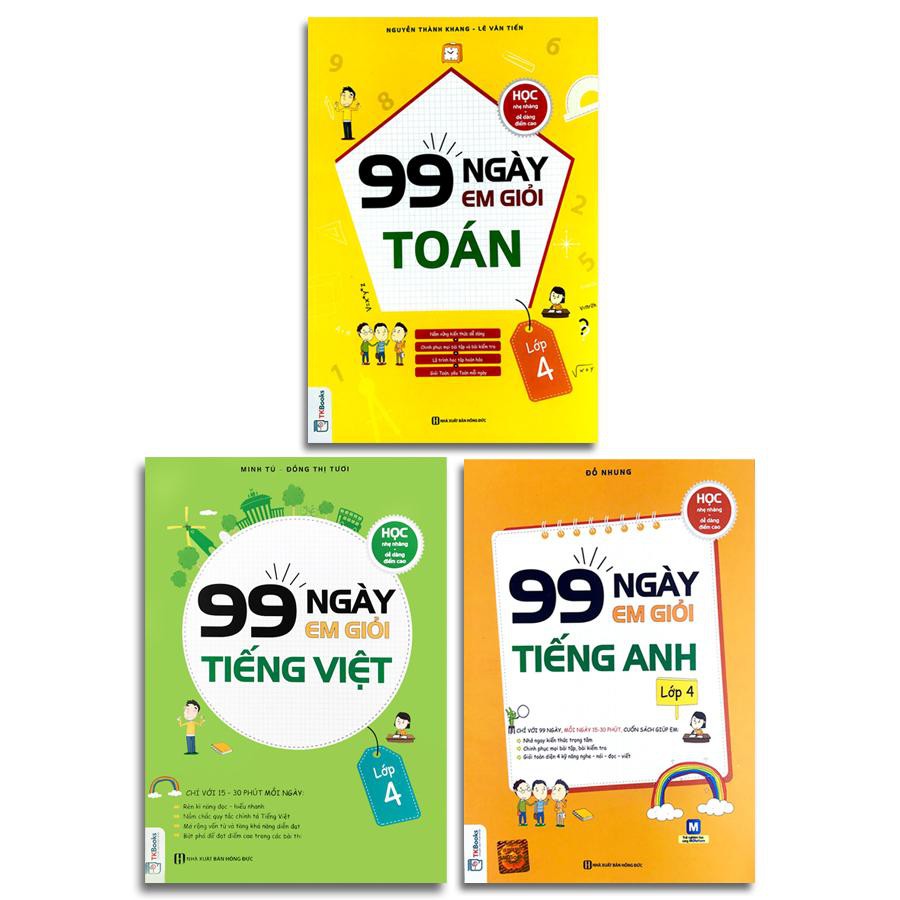 Sách - 99 Ngày Em Giỏi Toán, Tiếng Việt, Tiếng Anh - Lớp 4 (Bộ 3 quyển, lẻ tùy chọn)