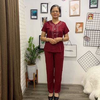 Bộ Lanh Trung Niên Lanh Việt Thắng Mở Khuy - Bộ Tole Cho Bà