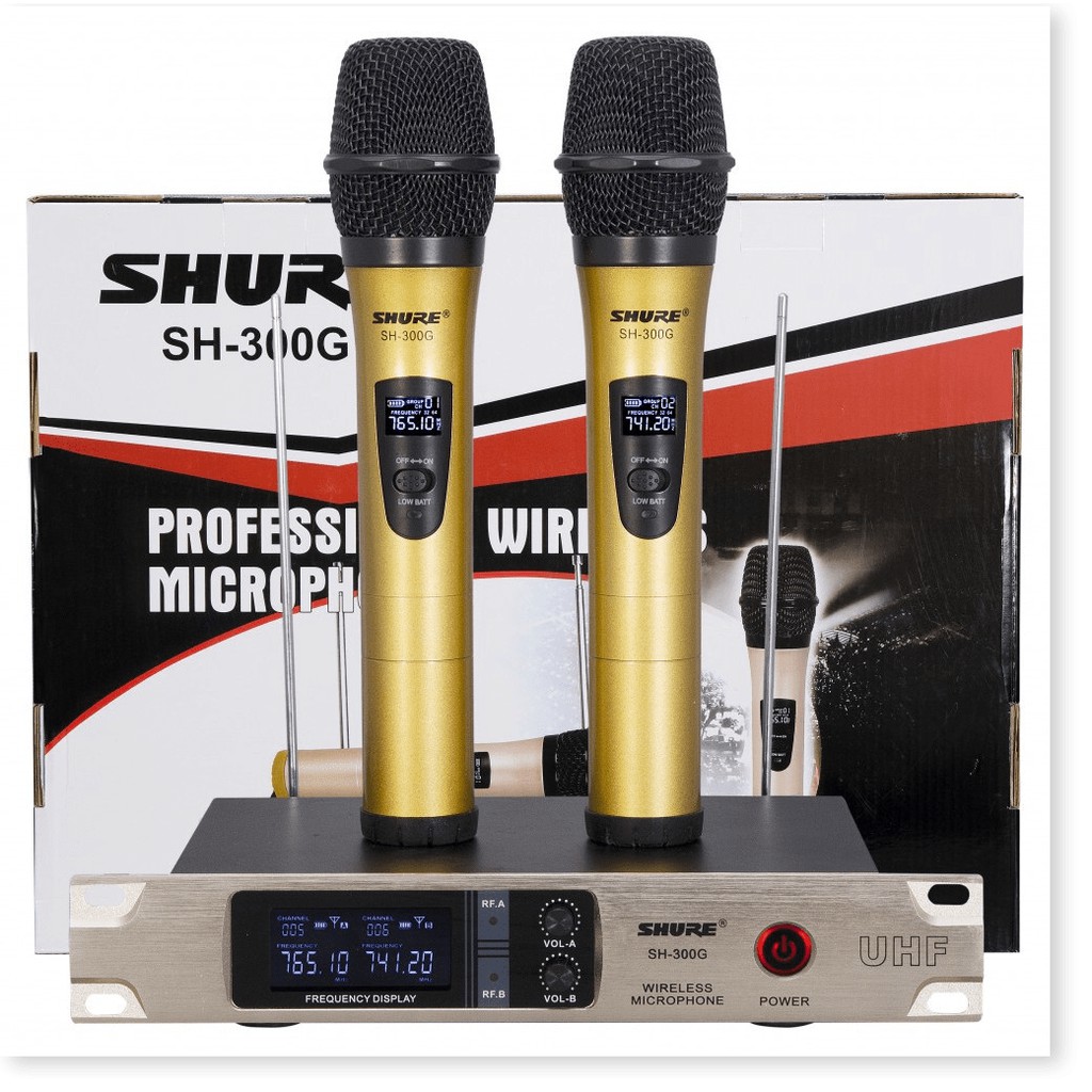 [ XẢ kHO ]·Bộ 2 Micro Không Dây Và Đầu Thu SHURE SH-300G Hát Karaoke (shures) Micro Kèm Đầu Thu Không Dây, Micro Hát Kar