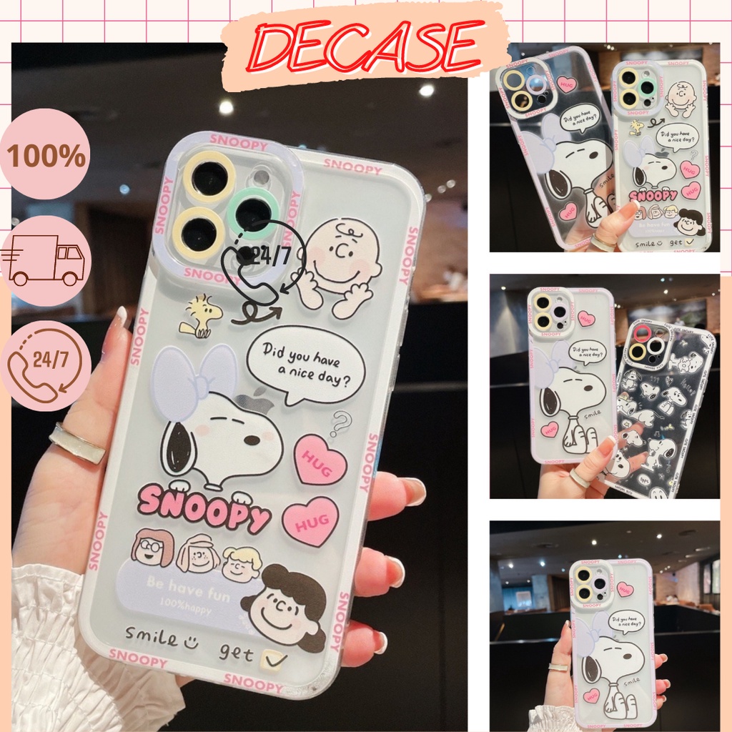 Ốp lưng iphone ✨DECASE's ✨ trong lỗ viền camera hình in Snoopy 7plus/8plus/x/xs/xsmax/11/11promax/12/12promax