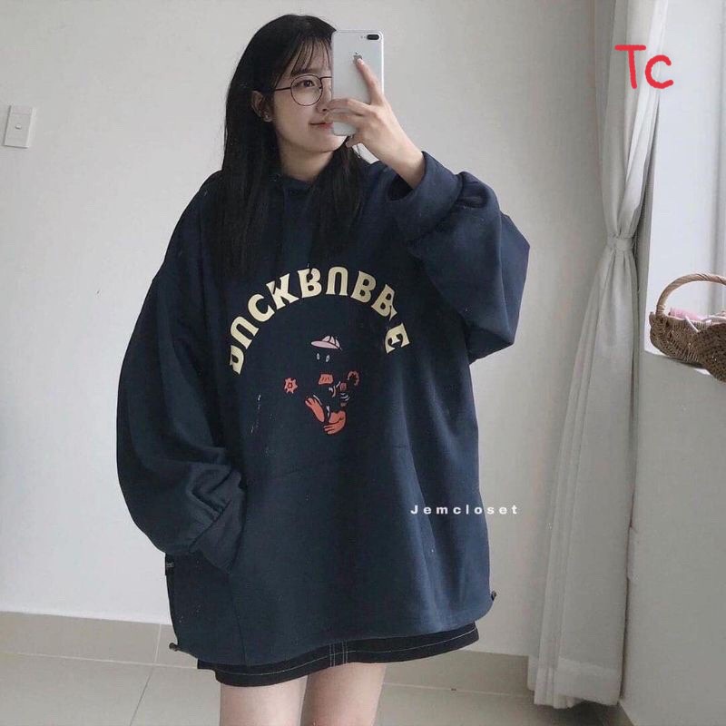 Áo Khoác Hoodie Nỉ Unisex Nam Nữ Form Rộng Tay Bồng In Hình Thú Ulzzang
