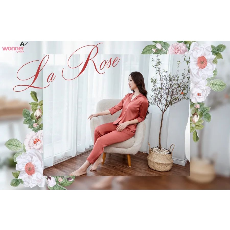 Bộ mặc nhà pijama lụa áo tay lỡ quần dài Wonner By Winny 21903 giá 449.000đ