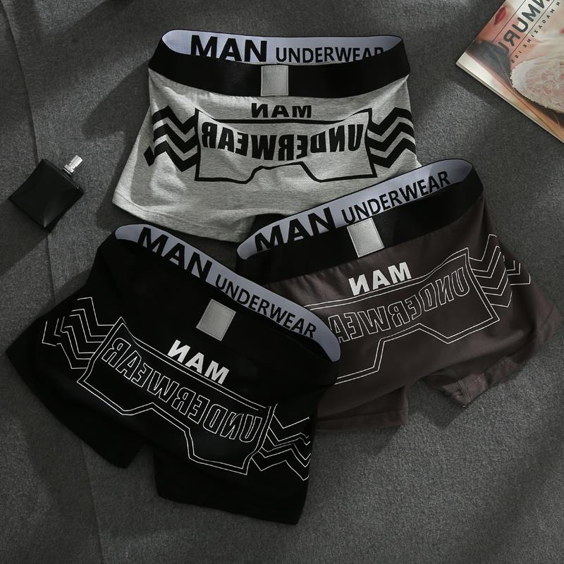 3 Packs Of Men's Underwear, Men's Boxer Shorts, Pure Cotton Pants, Underpants, Personality, Breathable, Boys' Trendy Box