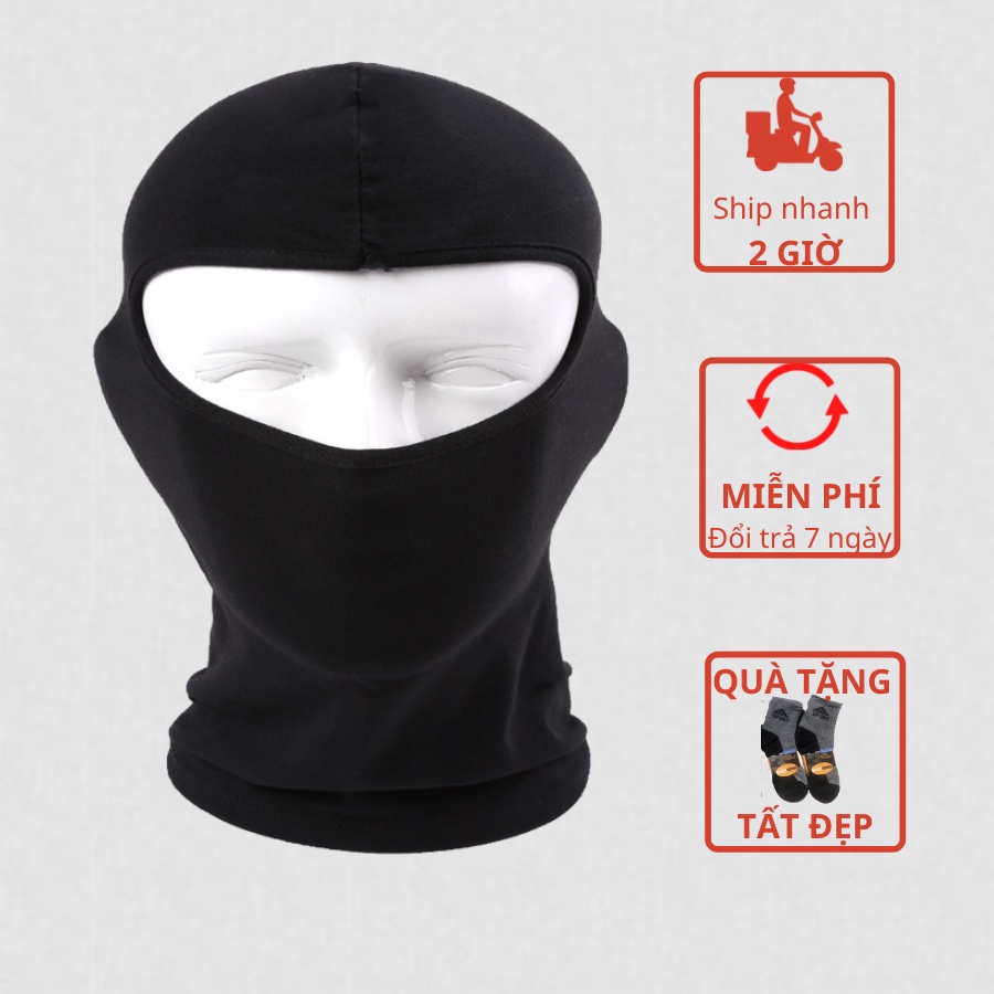 Khẩu Trang Chống Nắng Màu Đen, Khăn Trùm Đầu Ninja Đa Năng, Che Kín Mặt, Chống Nắng, Chống Bụi, Dùng Khi Đi Xe Máy, Đi P