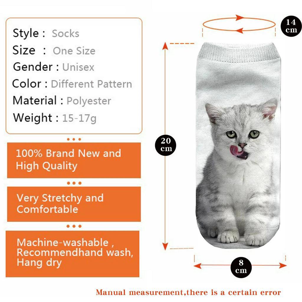 Tất Cotton Ngắn In Hình Mèo 3d Dễ Thương Cho Bé